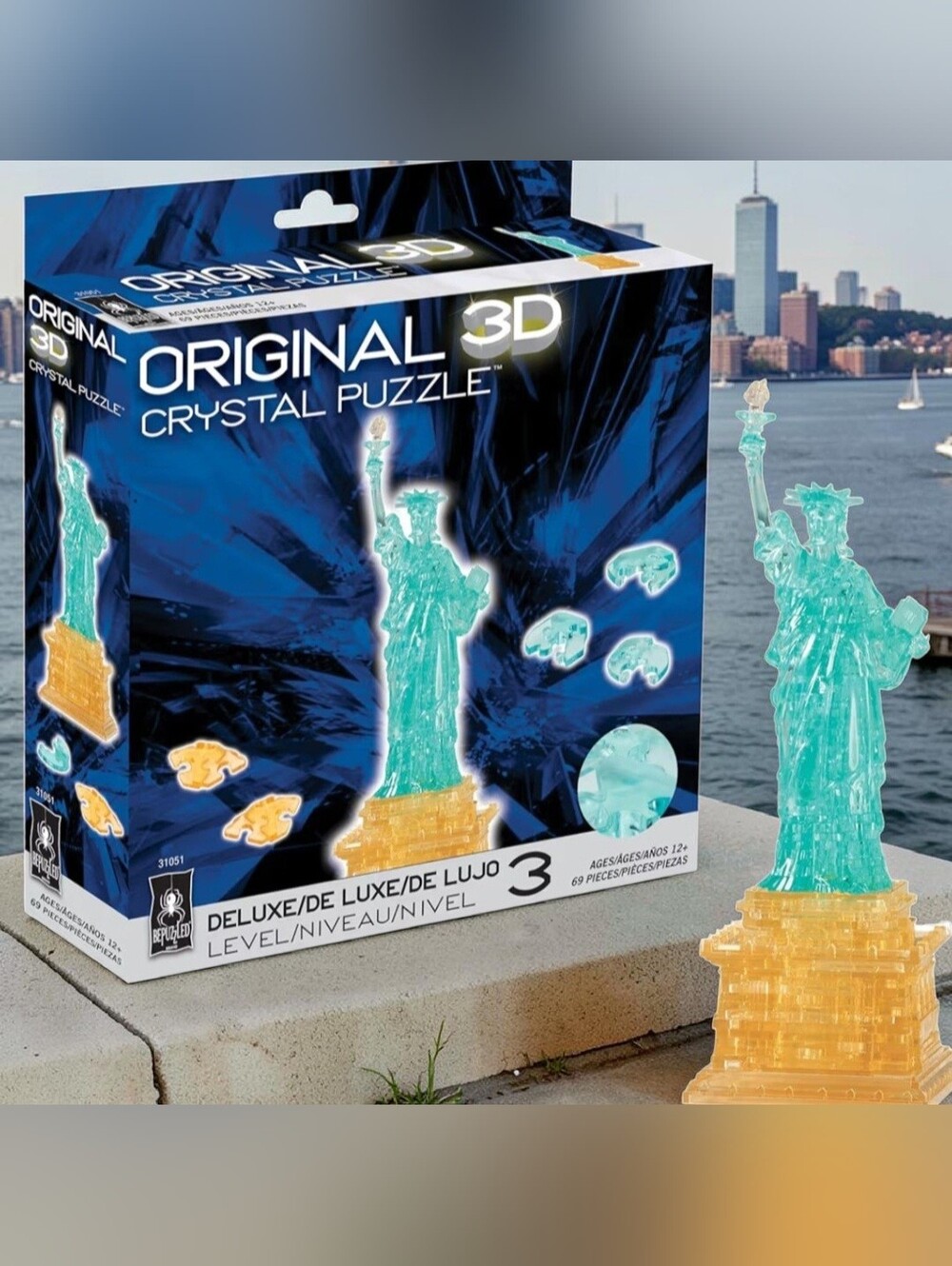 2018 BePuzzled 3-D Crystal Puzzle Statue of Liberty 78 Pieces Complete In Box. T